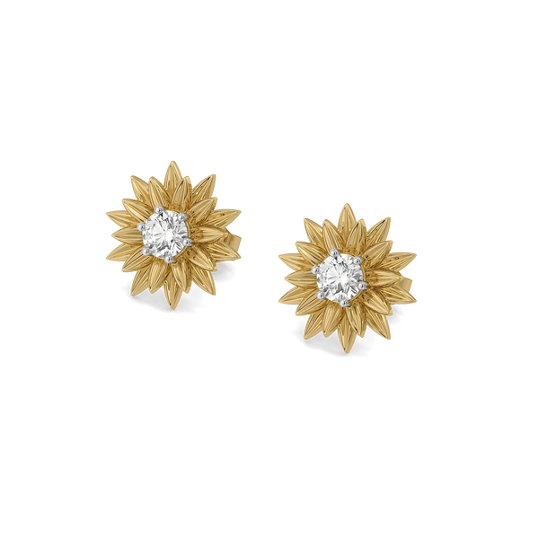 Flora Sunburst Studs – 0.45 ct Lab-Grown Diamond, 14K Gold