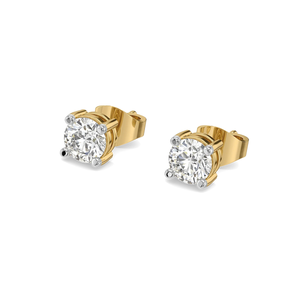 Solis Round Studs – 1.14 ct Lab-Grown Diamond, 14K Gold