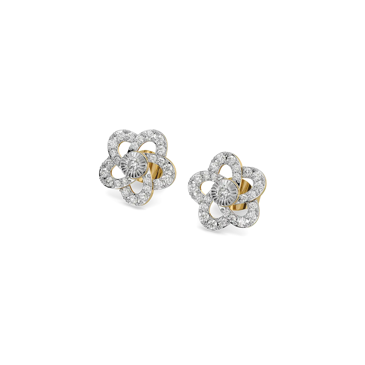 Flora Petal Studs – 0.62 ct lab grown diamond earrings in 14K yellow gold