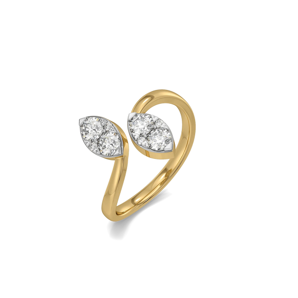 Flora Twin Leaf Ring – 0.57 ct Lab-Grown Diamond, 14K Gold