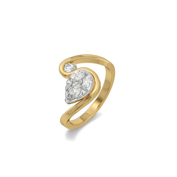 Linea Swan Curve Ring – 0.49 ct Lab-Grown Diamond, 14K Gold