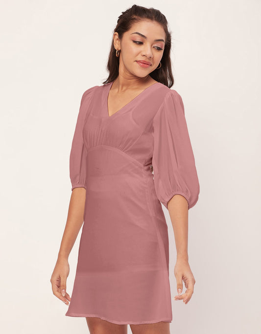 Color Shift Dress, V-Neck