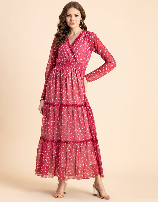 Flared Maxi Dress, V-Neck