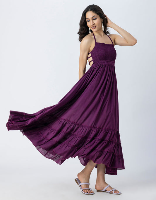 Backless Style Maxi Beach Tiered Dress