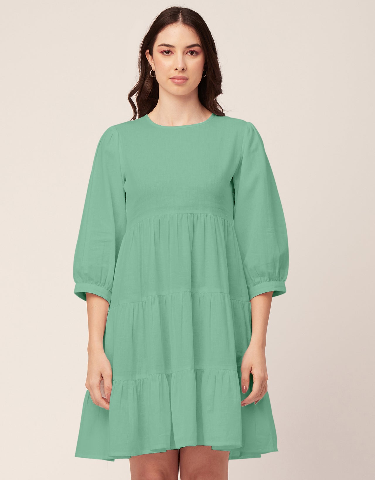 Flared Dress, Round Neck