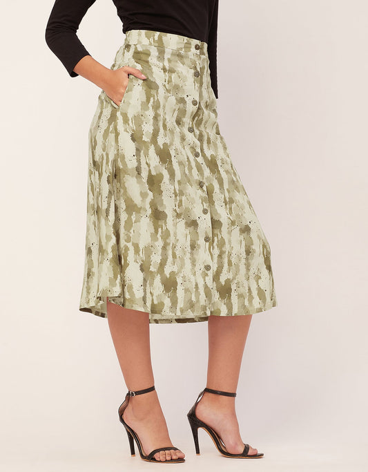 A-Line Skirt, Buttoned Midi