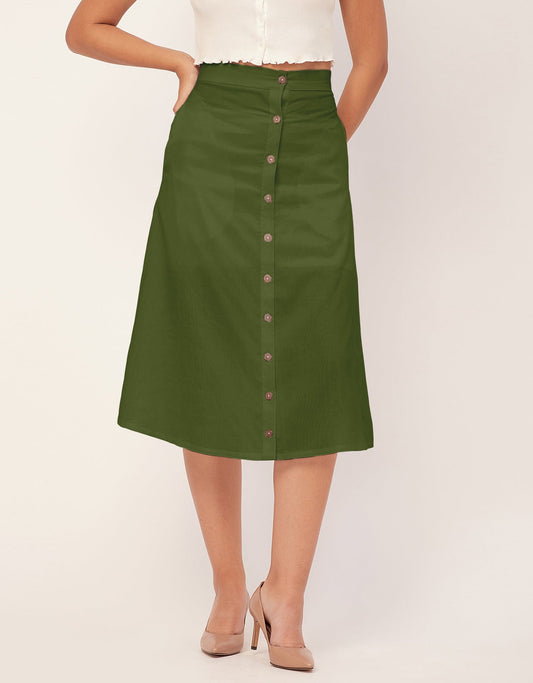 A-Line Skirt, Buttoned Midi