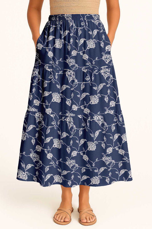 Women's Flowy Tiered Boho Skirt | Elastic Waist Resort Wear | Summer & Travel Outfit
