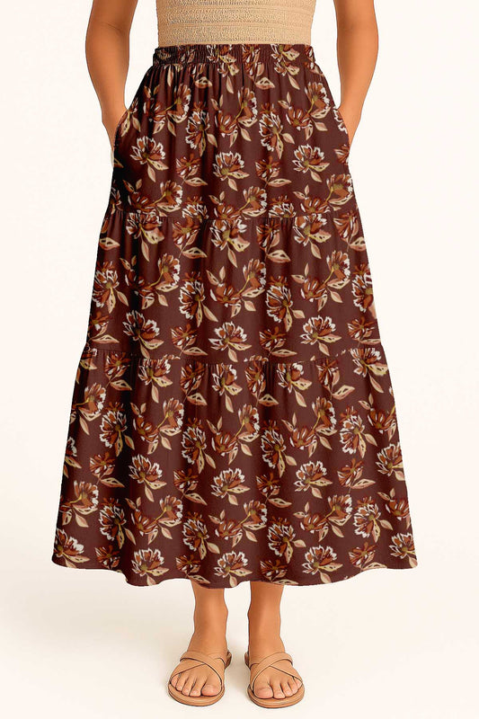 Women's Flowy Tiered Boho Skirt | Elastic Waist Resort Wear | Summer & Travel Outfit