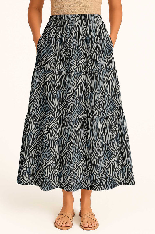 Flowy Tiered Boho Skirt | Women's Maxi Skirt with Pockets Summer & Travel Outfit