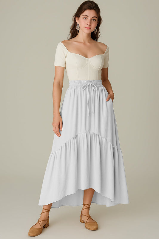 Rayon Renaissance Style Skirt with Elastic Waist & Pockets