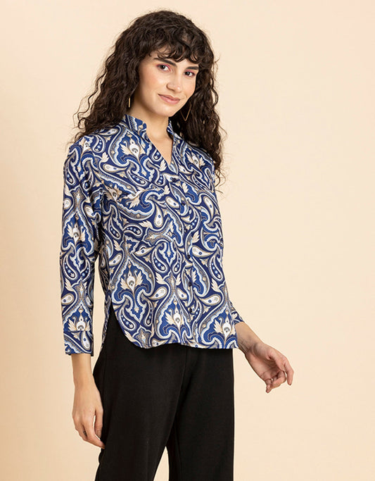 Printed Long Shirt, Button Down