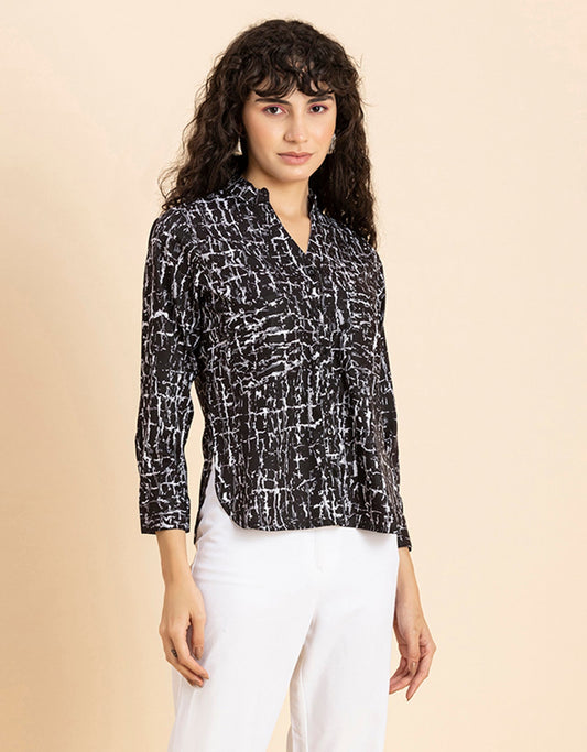 Printed Long Shirt, Button Down