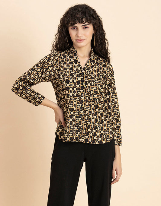 Printed Long Shirt, Button Down
