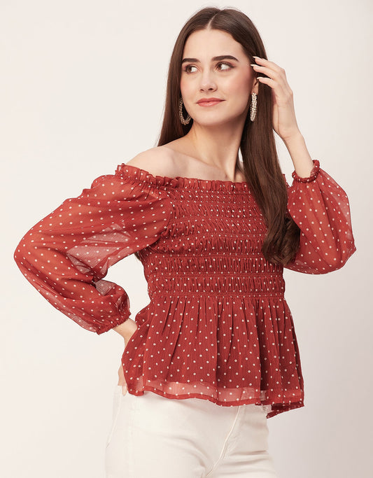 Off-Shoulder Smocked Top