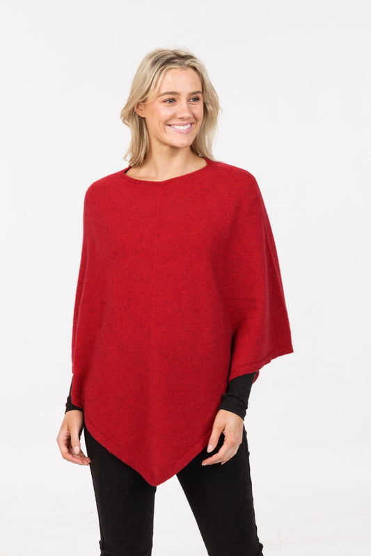 Women's possum-merino crew-neck poncho - Klothing NZ