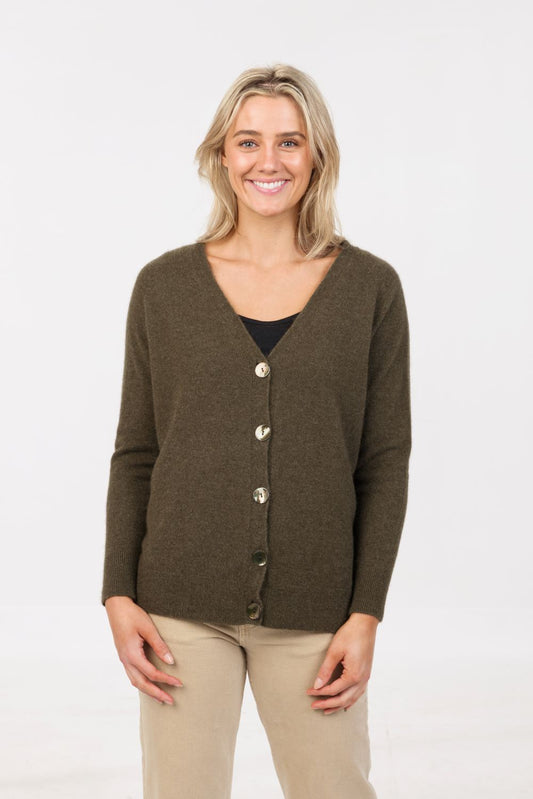 Women's possum-merino relaxed cardigan with pockets - Klothing NZ