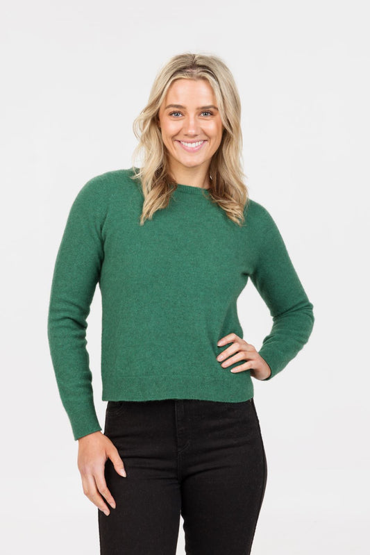 Women's possum-merino cropped crew sweater - Klothing NZ