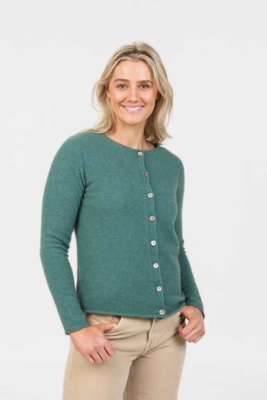 Women's possum-merino cardigan with paua-shell buttons - Klothing NZ