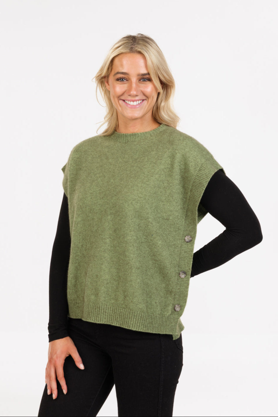 Vest med sideknapper