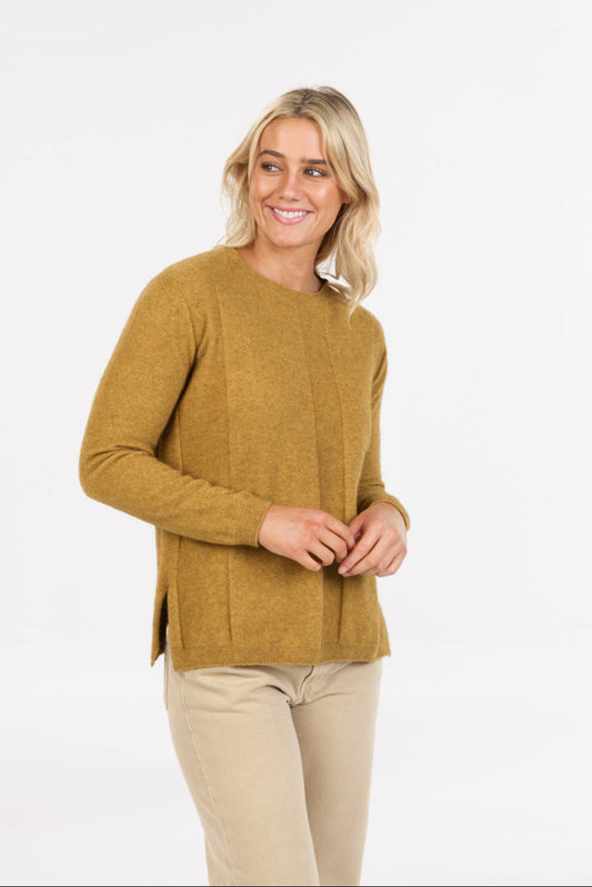 Women's possum-merino striped crew sweater - Klothing NZ