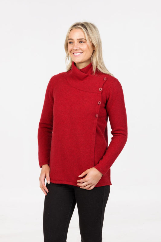 Women's possum-merino button-collar jacket - Klothing NZ