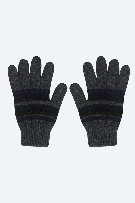 Possum-merino striped gloves - Klothing NZ