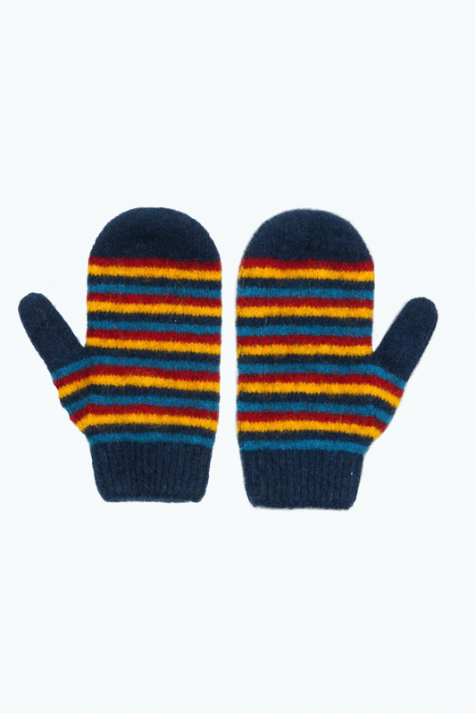 Possum-merino striped mittens - Klothing NZ