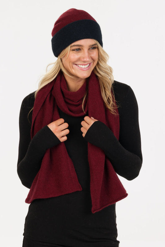 Possum-merino reversible two-tone beanie - Klothing NZ