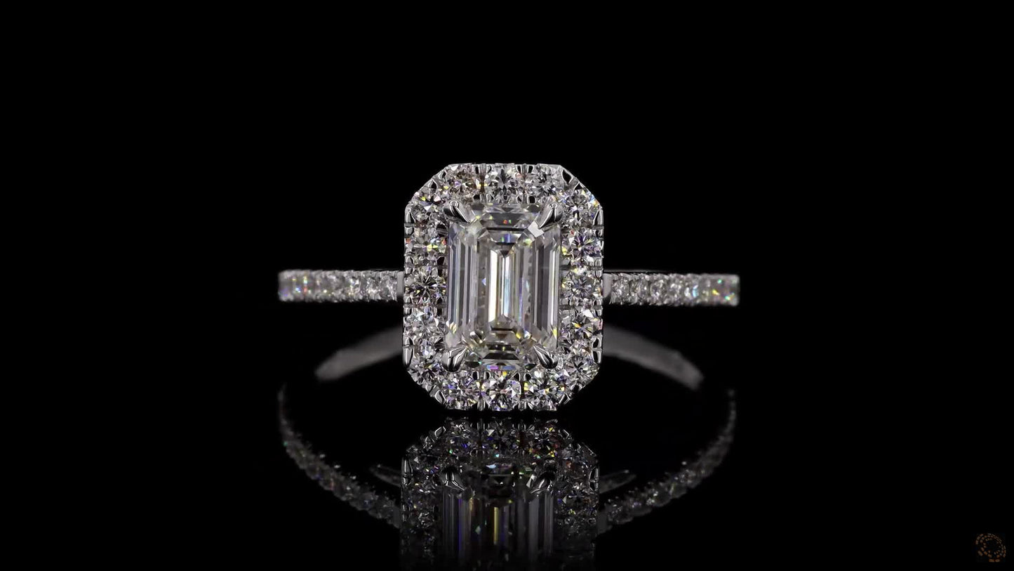 Emerald Lab-Grown Diamond Halo Ring — 2.85ct