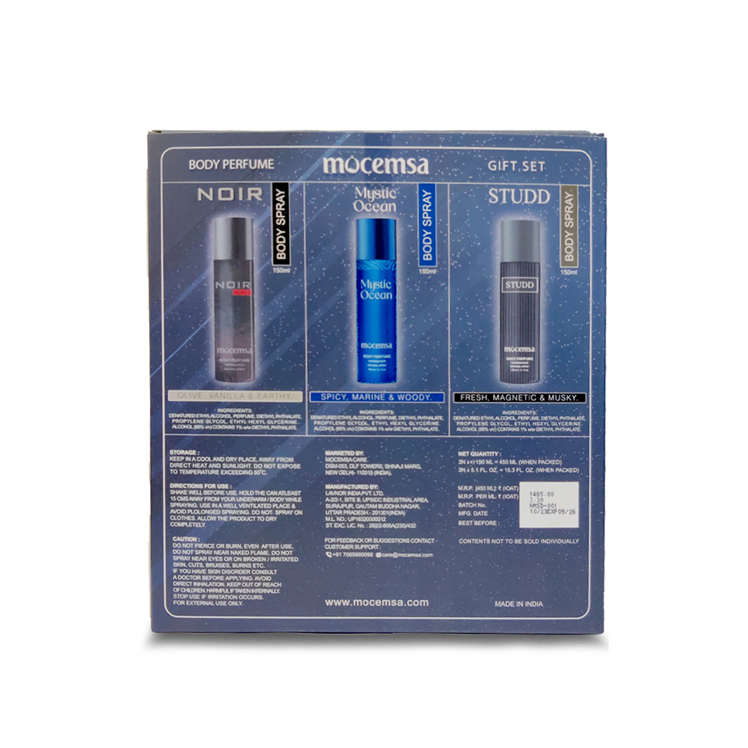 Body Perfume Gift Pack (Noir, Mystic Ocean, Studd)