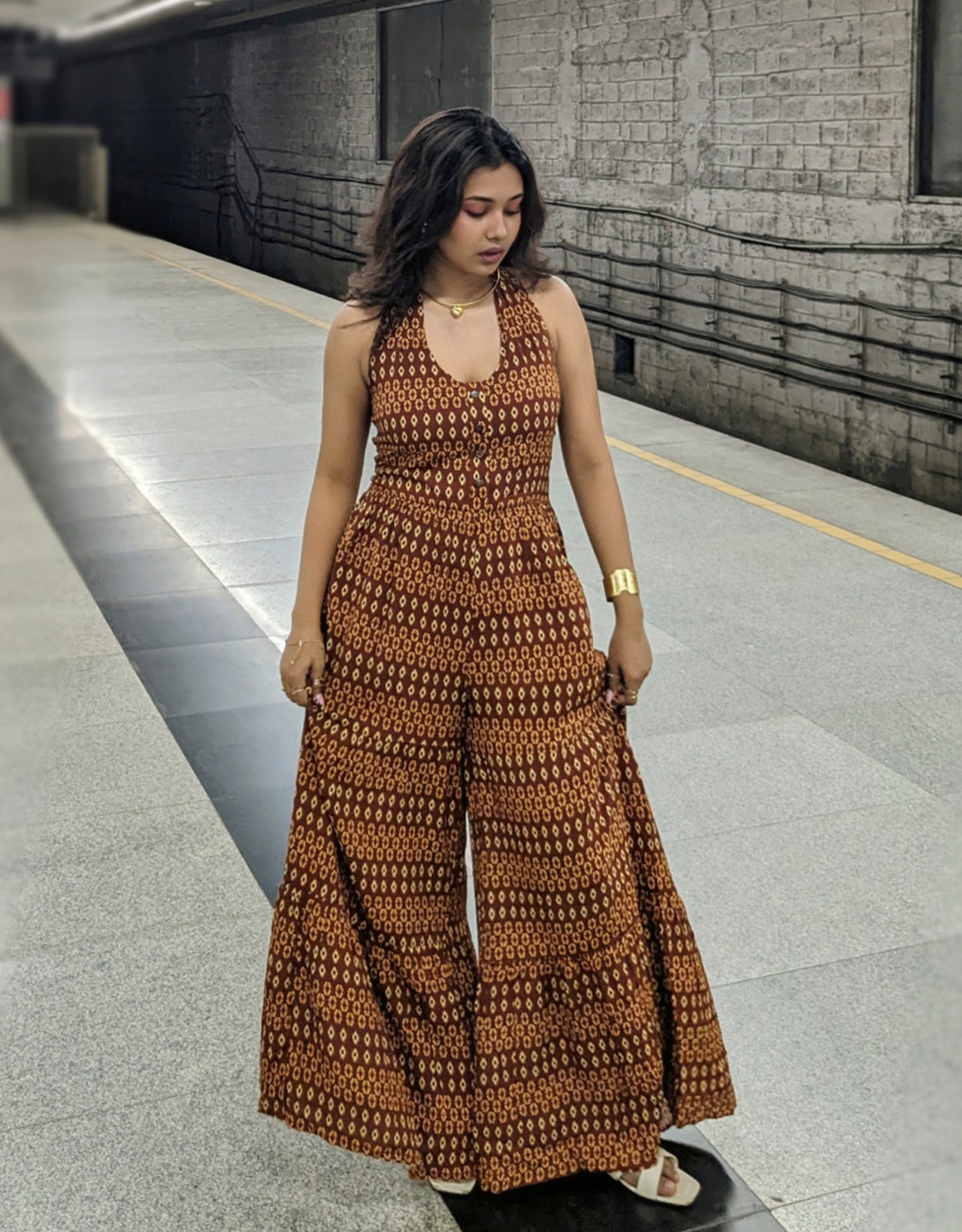 Printed Jumpsuit, Halter Neck