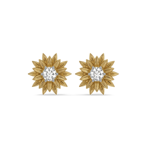 Flora Sunburst Studs – 0.45 ct lab grown diamond earrings in 14K yellow gold, view 3 – view 3