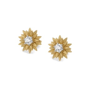 Flora Sunburst Studs – 0.45 ct lab grown diamond earrings in 14K yellow gold – view 1