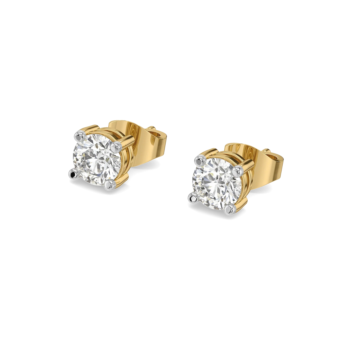 Solis Round Studs – 1.14 ct lab grown diamond earrings in 14K yellow gold