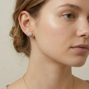 Solis Round Studs – 1.14 ct lab grown diamond earrings in 14K yellow gold, view 2 – view 2