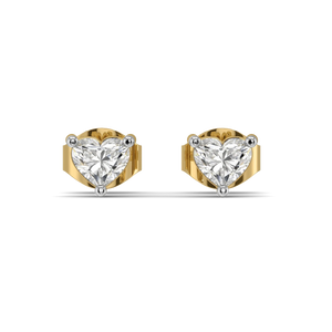 Amour Heart Solitaire Studs – 0.5 ct lab grown diamond earrings in 14K yellow gold, view 3 – view 3