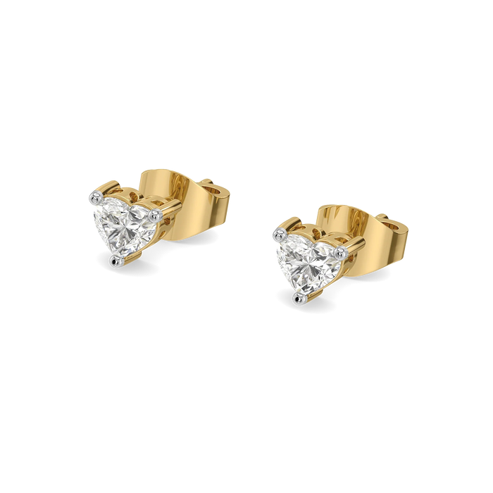 Amour Heart Solitaire Studs – 0.5 ct Lab-Grown Diamond, 14K Gold