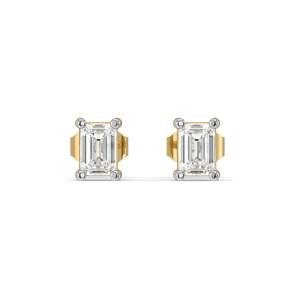 Solis Emerald Studs – 1.02 ct lab grown diamond earrings in 14K yellow gold, view 3 – view 3
