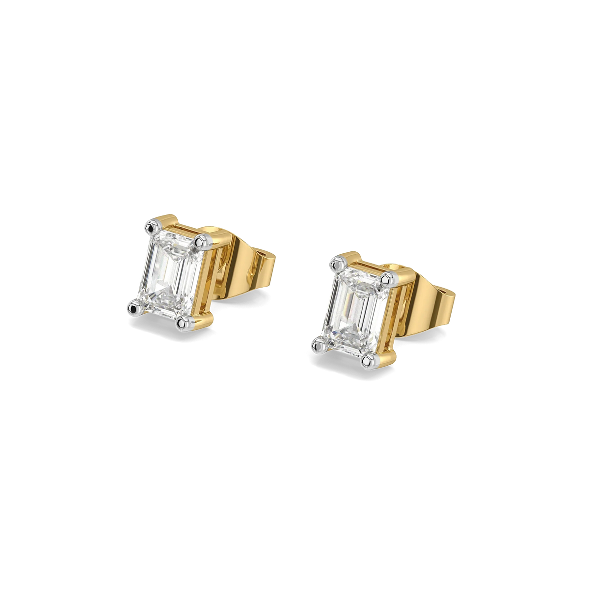 Solis Emerald Studs – 1.02 ct lab grown diamond earrings in 14K yellow gold