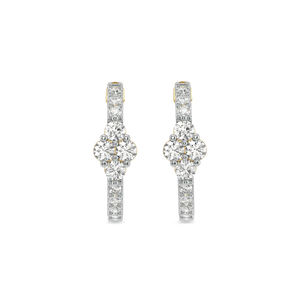 Flora Clover Huggies – 0.53 ct lab grown diamond earrings in 14K yellow gold, view 3 – view 3