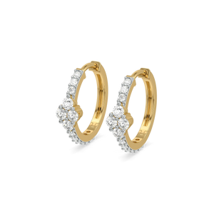 Flora Clover Huggies – 0.53 ct lab grown diamond earrings in 14K yellow gold – view 1