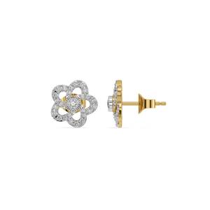 Flora Petal Studs – 0.62 ct lab grown diamond earrings in 14K yellow gold, view 3 – view 3