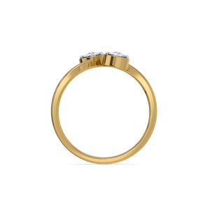 Flora Twin Leaf Ring – 0.57 ct lab grown diamond ring in 14K yellow gold, view 3 – view 3