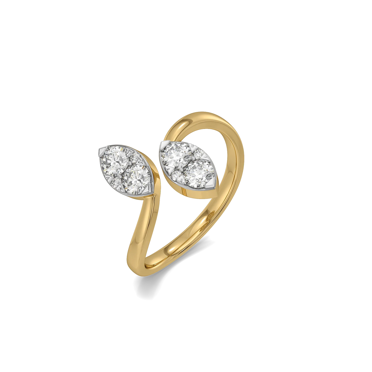 Flora Twin Leaf Ring – 0.57 ct lab grown diamond ring in 14K yellow gold