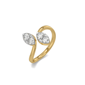 Flora Twin Leaf Ring – 0.57 ct lab grown diamond ring in 14K yellow gold – view 1