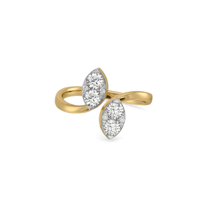 Flora Twin Leaf Ring – 0.57 ct lab grown diamond ring in 14K yellow gold, view 2 – view 2