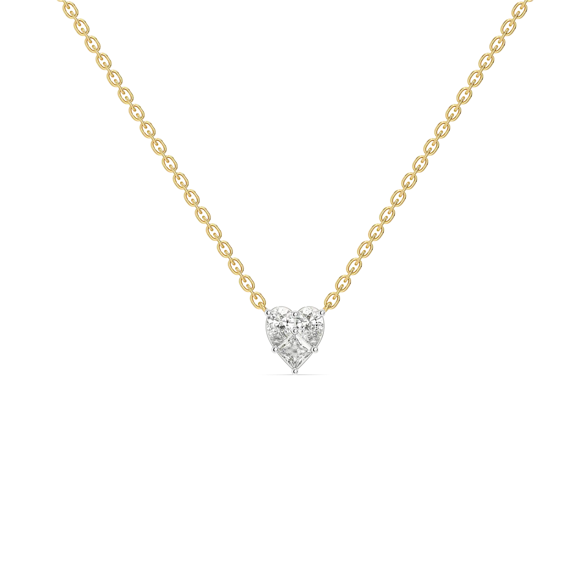 Amour Cluster Heart Pendant – 0.6 ct lab grown diamond necklace in 14K yellow gold