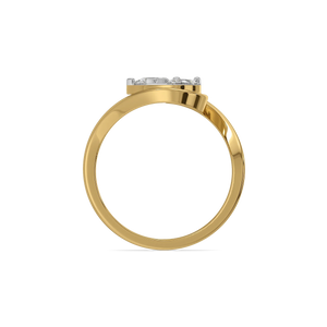 Linea Swan Curve Ring – 0.49 ct lab grown diamond ring in 14K yellow gold, view 3 – view 3