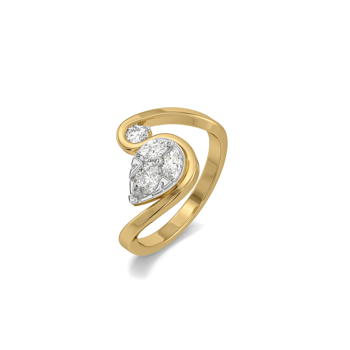 Linea Swan Curve Ring – 0.49 ct lab grown diamond ring in 14K yellow gold